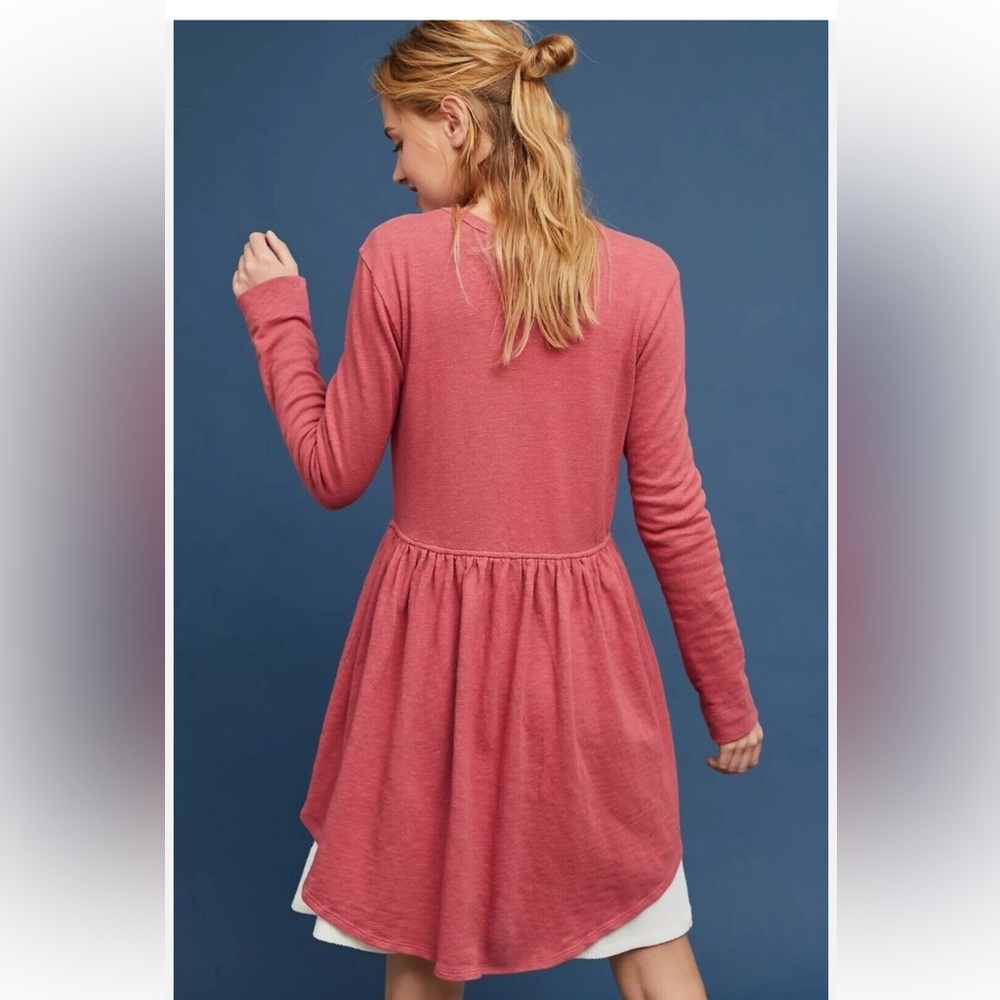Anthropologie t.la Beira Woven Peplum Cardigan Sweater Rose Dusty Pink XS